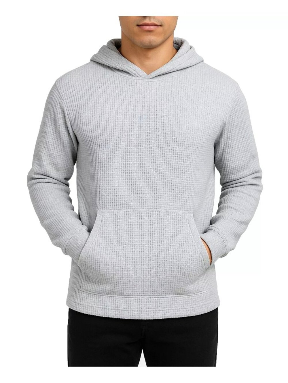 Blue Ice Heather Gray Waffle Knit Thermal Hoodie Medium 786935605625 - NL/WT New